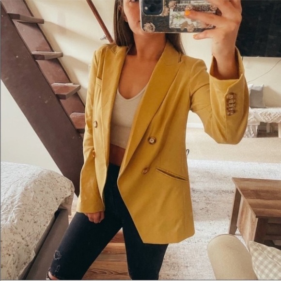 Veronica Beard Jackets & Blazers - Veronica Beard Nisha Double-Breasted Linen-Blend Blazer Yellow 2